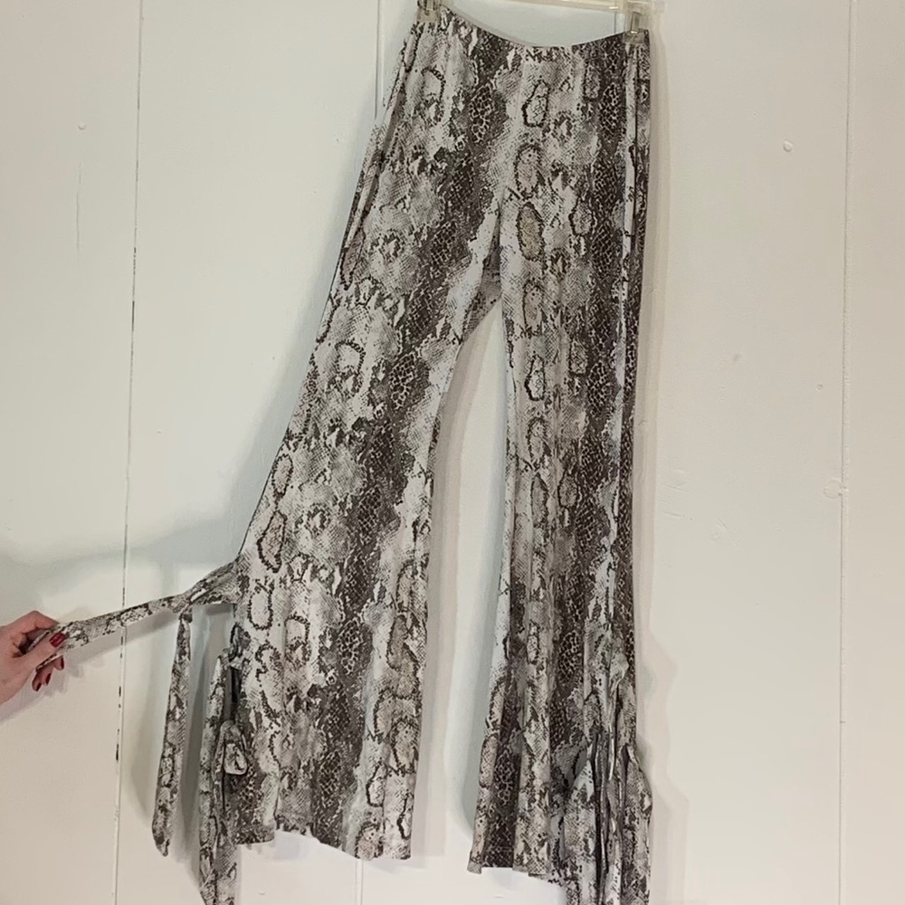 Snakeskin Flare pants with ties!